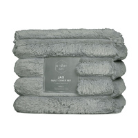 Ardor Jax Grey Chunky Faux Fur Quilt Cover Set King thumbnail