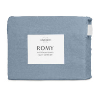 Algodon Romy Blue Cotton Jacquard Quilt Cover Set King thumbnail