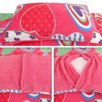 Ramesses Pink Heart Printed Sherpa Flannel Fleece Reversible Blanket Set Single/Double thumbnail