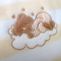 Living Home for Baby Girls Flowers and Bear Pack of 3 Embroidered Polar fleece Stripe Cot Blankets 100 x 140cm thumbnail