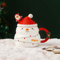 Christmas Cup Gift Box Ceramic Mug Set Mug Gift Set Christmas Coffee Cup(Snowman) thumbnail
