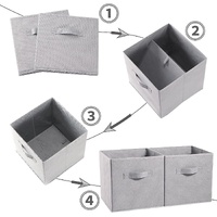 SORTI 27x28x27 CM Beige 8-Pack Foldable Storage Cubes - Fabric Bookcase Organizers for Toys and More thumbnail