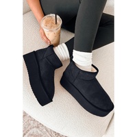 Black Faux Fur Lined Suede Ankle Snow Boots - 40 EU thumbnail