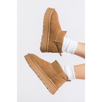 Chestnut Faux Fur Lined Suede Ankle Snow Boots - 37 EU thumbnail