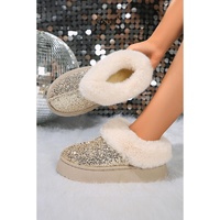 Gold Sequin Plush Lined Thick Sole Snow Boots - 37 EU thumbnail