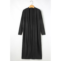 Black Split Long Cardigan and Skinny Pants Lounge Set - XL thumbnail