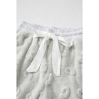 Light Grey Leopard Textured Loose Fit Fleece Lounge Set - S thumbnail
