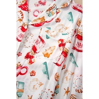 White Christmas Pattern Long Sleeve Shirt and Pants Pajama Set - S thumbnail