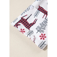 White Christmas Deer Printed Shirt and Shorts Lounge Set - S thumbnail