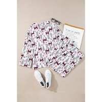 White Christmas Printed Shirt and Pants Pajama Set - L thumbnail