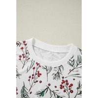 White Holly Print Thermal Pullover Pants Lounge Set - S thumbnail