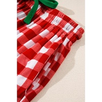 Fiery Red Christmas Plaid Print Shirt and Pants Pajama Set - M thumbnail