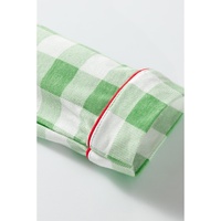 Light Green Christmas Plaid Print Shirt and Pants Pajama Set - L thumbnail