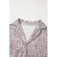 White Leopard Print Long Sleeve and Pants Pajamas Set - L thumbnail