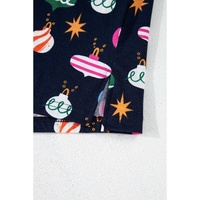 Navy Blue Colorful Christmas Lights Print Shirt and Pants Pajama Set - S thumbnail