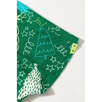 Green Christmas Tree Print V Neck Tee and Pants Lounge Set - L thumbnail