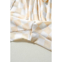 Beige Checkered Print Long Sleeve Top and Pants Lounge Set - S thumbnail