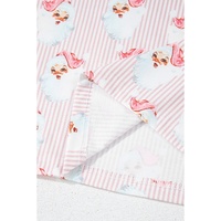 Pink Santa Claus Striped Print Loose Fit Two Piece Lounge Set - 2XL thumbnail