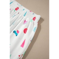 White Christmas Print Lapel Shirt and Pants Sleepwear - L thumbnail