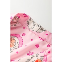 Pink Santa Claus Snowflake Long Sleeve Shirt Christmas Pajama Set - S thumbnail