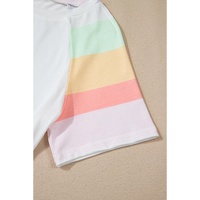 White Rainbow Striped T Shirt and Shorts Set - XL thumbnail