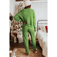 Spinach Green Long Sleeve Pullover and Jogger Pants Lounge Set - M thumbnail