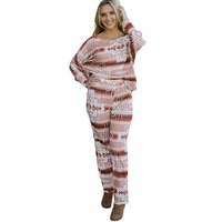 Azura Exchange Multicolour Aztec Print Puff Sleeve Pullover and Pants Lounge Outfit - M thumbnail