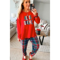 Multicolor ALL IS BRIGHT Graphic Christmas Plaid Pajamas Set - S thumbnail