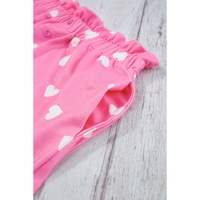 Pink Valentine Heart Print Long Sleeve Tee and Shorts Lounge Set - S thumbnail