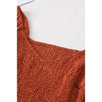 Brown Boho Solid Shirred Ruffle Mini Dress - L thumbnail
