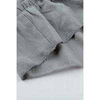 Gray V Neck Long Sleeve Ruffle Tiered Mini Dress - L thumbnail