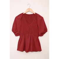 Azura Exchange Puff Sleeve Smocked Top - M thumbnail