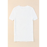 Azura Exchange Knitted Hollow-out Short Sleeve T Shirt - 2XL thumbnail