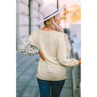 Azura Exchange Color Block Ribbed Long Sleeve Top - L thumbnail