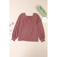 Azura Exchange Puff Sleeve Waffle Knit Top - S thumbnail