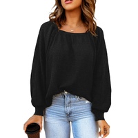 Azura Exchange Puff Sleeve Waffle Knit Top - S thumbnail