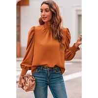 Azura Exchange Long Sleeve Mock Neck Chiffon Blouse - XL thumbnail