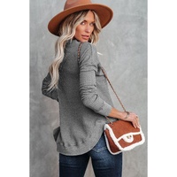 Azura Exchange Ribbed Trim Waffle Knit Top - M thumbnail