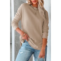Azura Exchange Ribbed Trim Waffle Knit Top - XL thumbnail