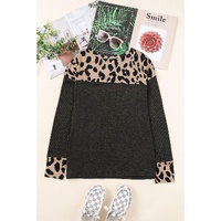 Azura Exchange Leopard Contrast Trim Knit Top - M thumbnail