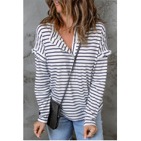 Azura Exchange Striped Print Ruffled Buttoned Top - XL thumbnail