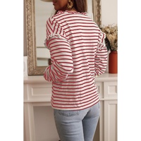 Azura Exchange Ruffled Striped Long Sleeve Top - M thumbnail