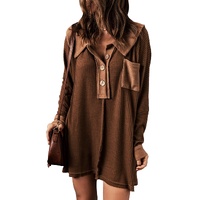 Azura Exchange Buttoned Waffle Knit Long Sleeve Top - 2XL thumbnail