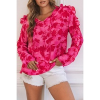 Azura Exchange Ruffled Floral Print Blouse - S thumbnail