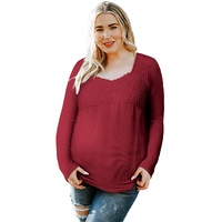 Azura Exchange Lace Crochet V Neck Long Sleeve Top - M thumbnail