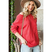 Azura Exchange Waffle Knit Side Slit Pullover - M thumbnail