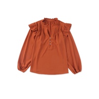 Azura Exchange Pleated V Neck Blouse - M thumbnail