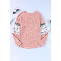 Azura Exchange Sequin Splicing Sleeves Knit Top - S thumbnail