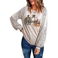 Azura Exchange Thankful Leopard Print Long Sleeve Top - 2XL thumbnail