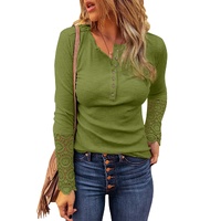 Azura Exchange Lace Hem Sleeve Button Top - XL thumbnail